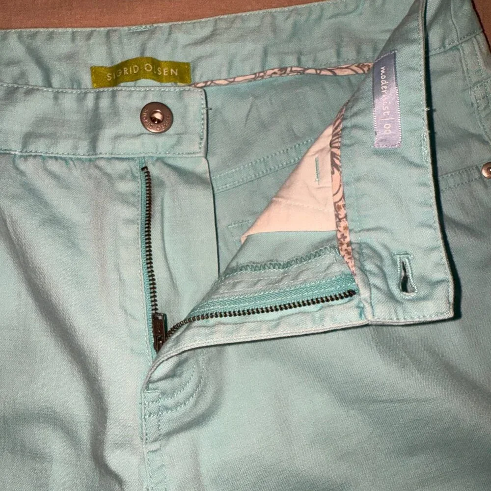 Sigrid Olsen Light Turquoise Modernist 00 Pants Size‎ 4